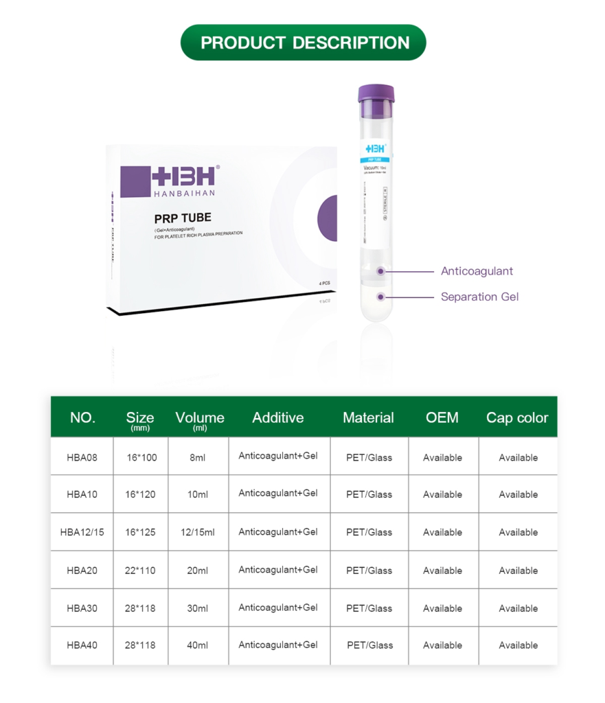 PRP Tube 10ml with Anticoagulant and Separation Gel